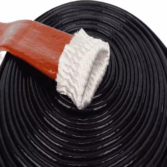 Protector de conjunto de manguera hidráulica Fibra de vidrio recubierta de caucho de silicona Trenzado Aislamiento térmico ignífugo Fibra de vidrio trenzada Pyrojacket Protección térmica Manga contra incendios